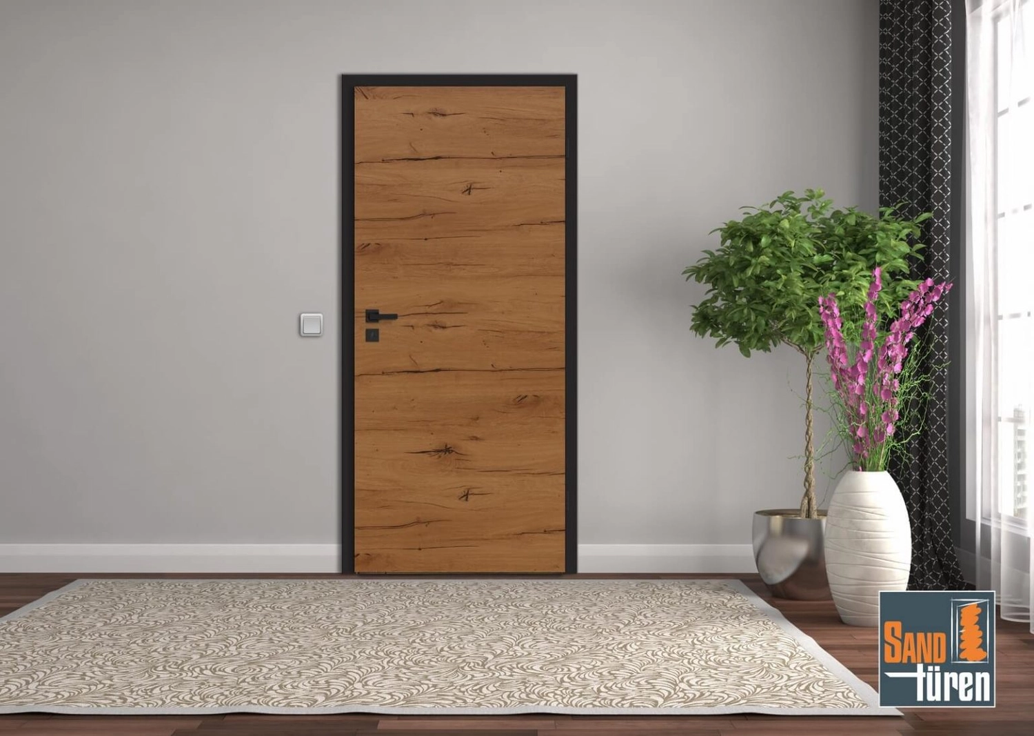 Montage Mündlein - Bauen und Renovieren - Modernes Wohnzimmerinterieur mit Tür-3D-Rendering